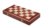 Jeu d'échecs DE TOURNOI No 7 en bois de charme avec l'échiquier en marqueterie de bois d'acajou et sycomore, de grande taille (50 x 50cm) - Ensemble Complet