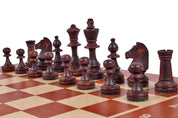 Jeu d'échecs DE TOURNOI No 4 en bois de charme avec l'échiquier en marqueterie de bois d'acajou et sycomore, de petite taille (42 x 42cm) - Ensemble Complet