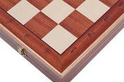 Jeu d'échecs DE TOURNOI No 7 en bois de charme avec l'échiquier en marqueterie de bois d'acajou et sycomore, de grande taille (50 x 50cm) - Ensemble Complet