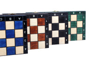 Jeu d'échecs MAGNETIQUE Bleu pliant en bois de charme de petite taille (27 x 27cm) - Ensemble Complet