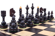 Jeu d'échecs INDIEN en bois de cerisier sauvage, de taille moyenne (47,0 x 46,5cm) - Ensemble Complet