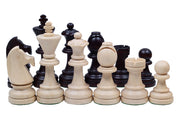 Jeu d'échecs DE TOURNOI No 7 en bois de charme avec l'échiquier en marqueterie de bois d'acajou et sycomore, de grande taille (50 x 50cm) - Ensemble Complet