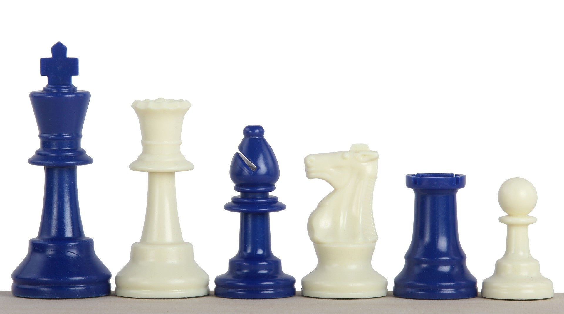 Pièces d'échecs bleues en plastique feutrées de taille 6 - Pièces d'échecs bleues en plastique feutrées de taille 6
