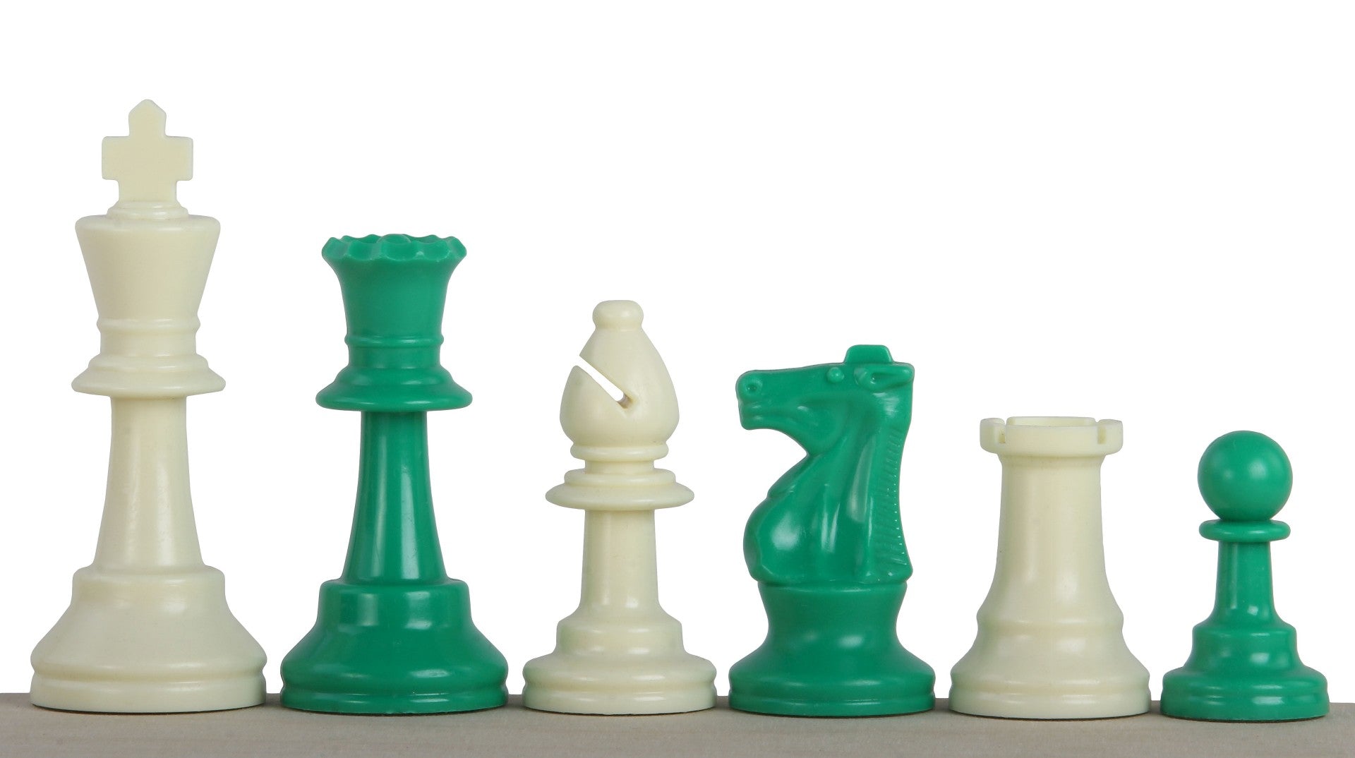 Pièces d'échecs vertes en plastique feutrées de taille 6 - Pièces d'échecs vertes en plastique feutrées de taille 6