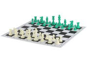 Pièces d'échecs vertes en plastique feutrées de taille 6