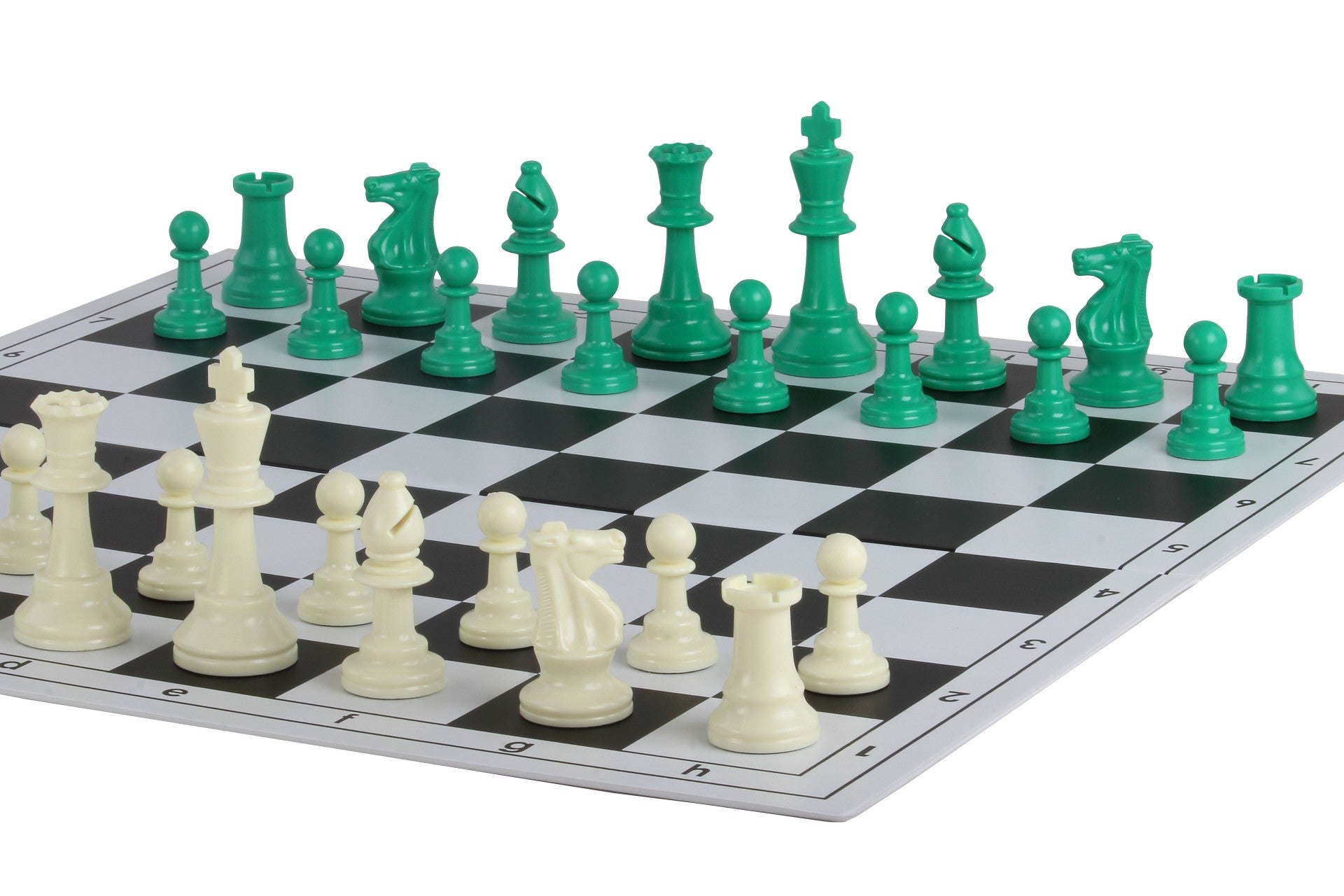 Pièces d'échecs vertes en plastique feutrées de taille 6 - Pièces d'échecs vertes en plastique feutrées de taille 6