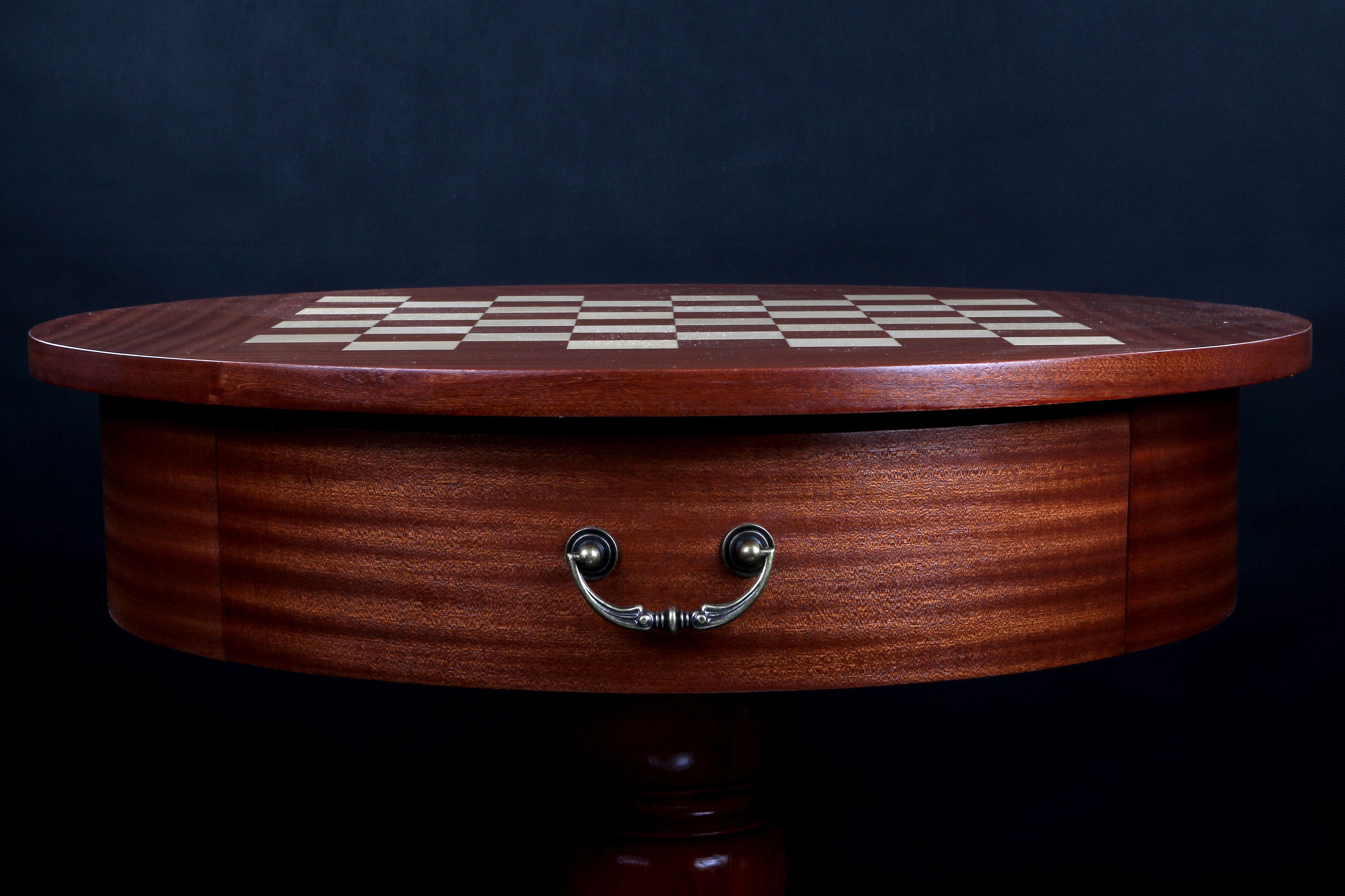 Chess table De Lux (without pieces)/ Round table / total height: 77 cm - Chess table De Lux (without pieces)/ Round table / total height: 77 cm