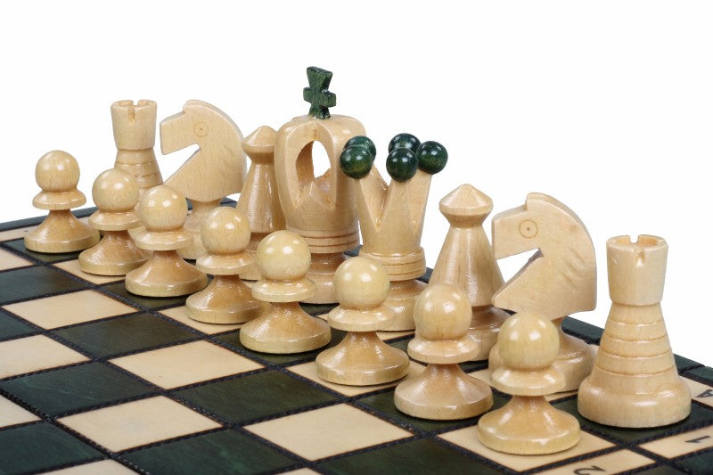Jeu d'Echecs ROYAL Green en bois de charme, de petite taille (29 x 29cm) - Ensemble Complet - Jeu d'Echecs ROYAL Green en bois de charme, de petite taille (29 x 29cm) - Ensemble Complet