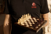 Jeu d'échecs MAGNETIQUE MINI en bois de charme, pliant, de petite taille (20 x 20cm) - Ensemble Complet