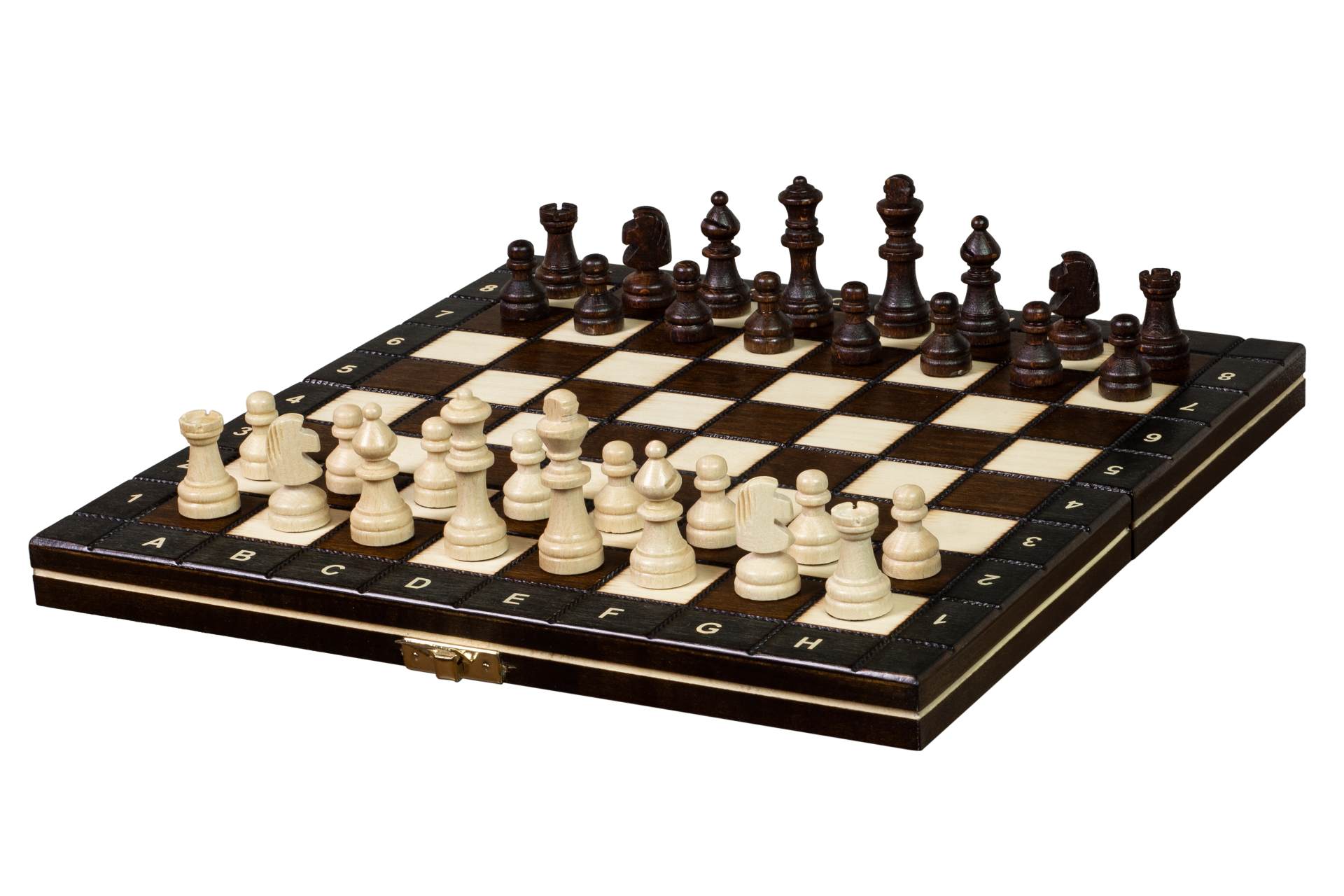 Jeu d'échecs Scolaire MAGNETIQUE en bois de charme, pliant, de petite taille (27 x 27cm) - Ensemble Complet - Jeu d'échecs Scolaire MAGNETIQUE en bois de charme, pliant, de petite taille (27 x 27cm) - Ensemble Complet