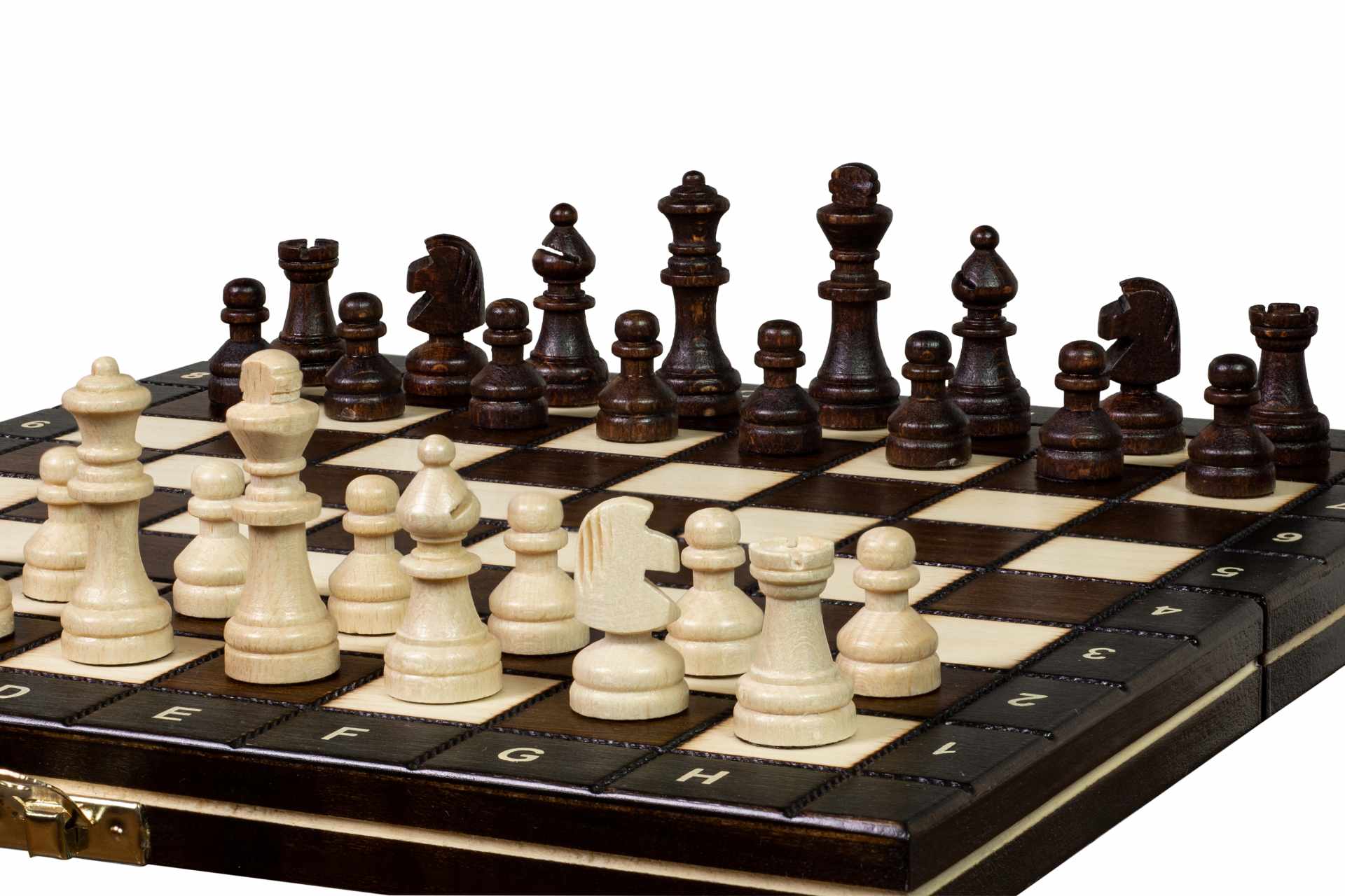 Jeu d'échecs Scolaire MAGNETIQUE en bois de charme, pliant, de petite taille (27 x 27cm) - Ensemble Complet - Jeu d'échecs Scolaire MAGNETIQUE en bois de charme, pliant, de petite taille (27 x 27cm) - Ensemble Complet