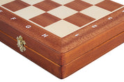 Jeu d'échecs de tournoi avec les pièces Zagreb en bois de buis naturel et teinté de taille 5 (48x48cm) - L'ensemble complet