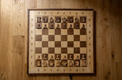 Eleganckie drewniane szachy DEMONSTRACYJNE - szachownica (80x80cm) z figurami
