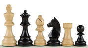 Échiquier avec coordonnées en marqueterie de bois de padouk et sycomore  + Pièces d'échecs Timeless Ebonized - Ensemble de taille 5