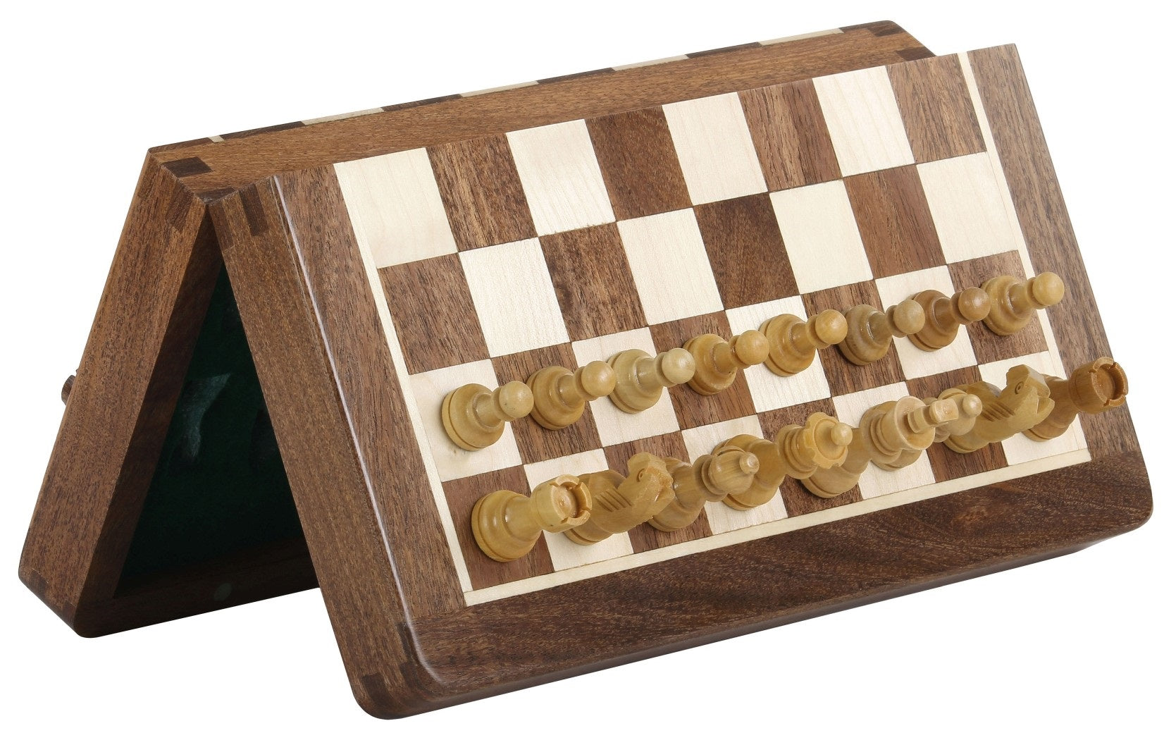 MAGNETISCHES Schachspiel mit eingelegtem Schachbrett, 25 cm - MAGNETISCHES Schachspiel mit eingelegtem Schachbrett, 25 cm