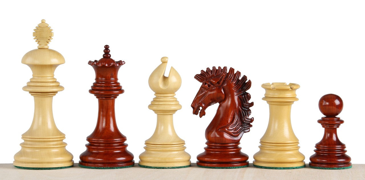 Pièces d'échecs Sunrise en bois de padouk et de buis - Taille 3,75'' - Pièces d'échecs Sunrise en bois de padouk et de buis - Taille 3,75''
