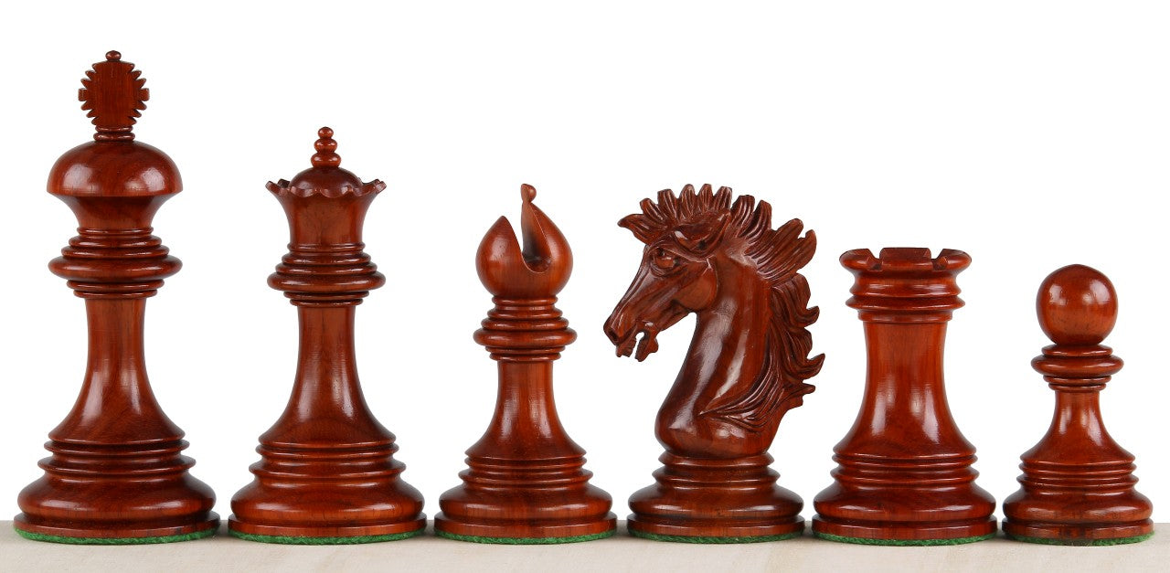 Pièces d'échecs Sunrise en bois de padouk et de buis - Taille 4,00'' - Pièces d'échecs Sunrise en bois de padouk et de buis - Taille 4,00''