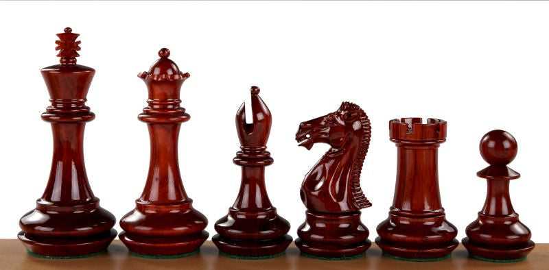 CHAMPFERED BASE REDWOOD 4" chess pieces - CHAMPFERED BASE REDWOOD 4" chess pieces