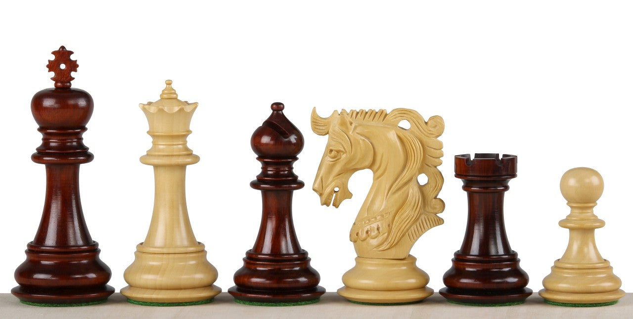 Pièces d'échecs Elvis Redwood en bois de padouk et de buis - Taille 4,25'' - Pièces d'échecs Elvis Redwood en bois de padouk et de buis - Taille 4,25''