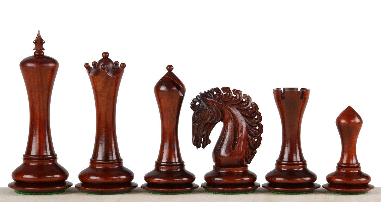 Pièces d'échecs Empire Redwood en bois de padouk et buis - Taille 4,25'' - Pièces d'échecs Empire Redwood en bois de padouk et buis - Taille 4,25''