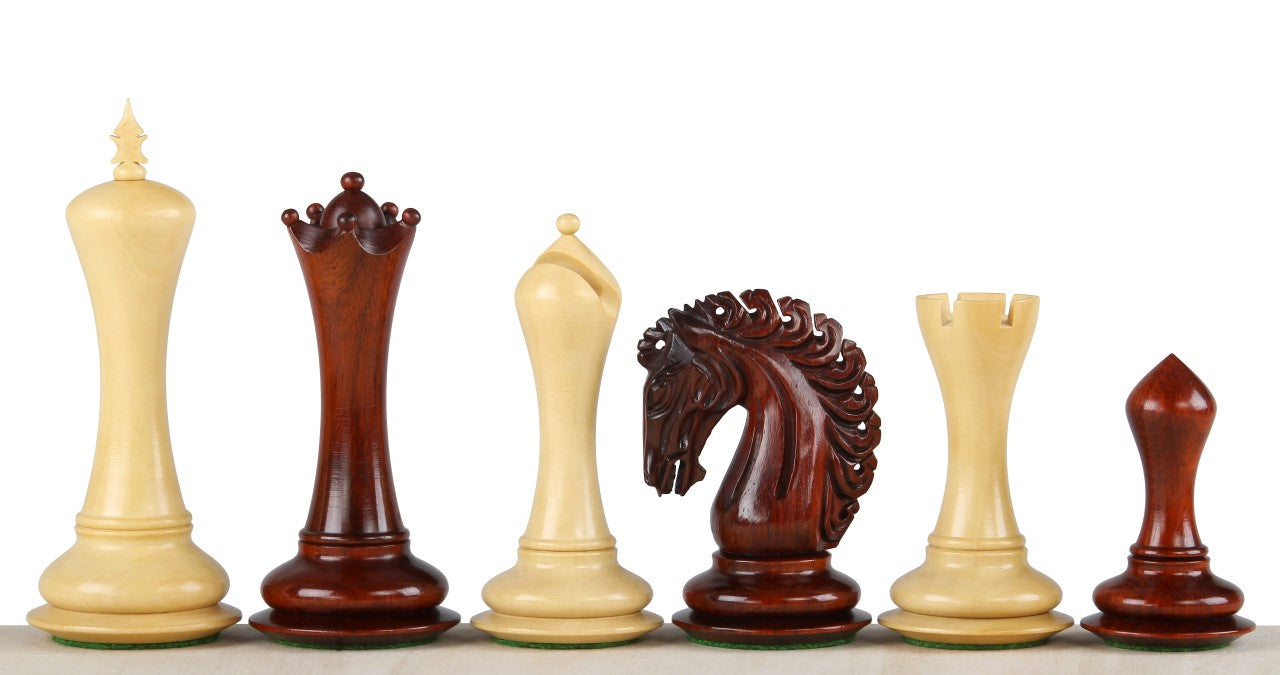 Pièces d'échecs Empire Redwood en bois de padouk et buis - Taille 4,25'' - Pièces d'échecs Empire Redwood en bois de padouk et buis - Taille 4,25''