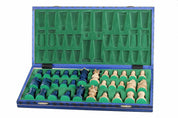 Jeu d'échecs AMBASSADEUR Blue en bois de charme, de grande taille (54 x 54cm) - Ensemble Complet