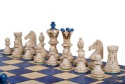 Jeu d'échecs AMBASSADEUR Blue en bois de charme, de grande taille (54 x 54cm) - Ensemble Complet