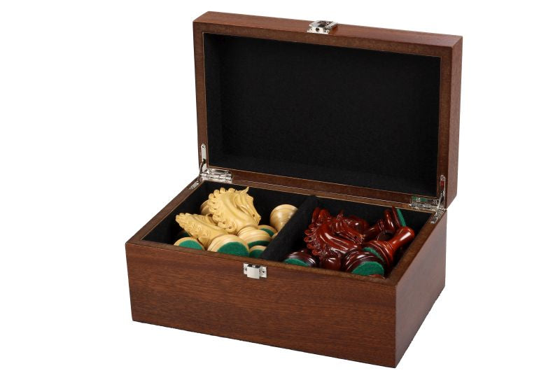 Boîte de rangement Luxe en bois de noyer pour pièces d'échecs de taille 4,00'' - Boîte de rangement Luxe en bois de noyer pour pièces d'échecs de taille 4,00''