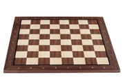 Echiquier avec coordonnées en marqueterie de bois de noyer et Sycomore - échiquier luxe de Taille 5+/6 avec une bande noire séparant les cases et les bords