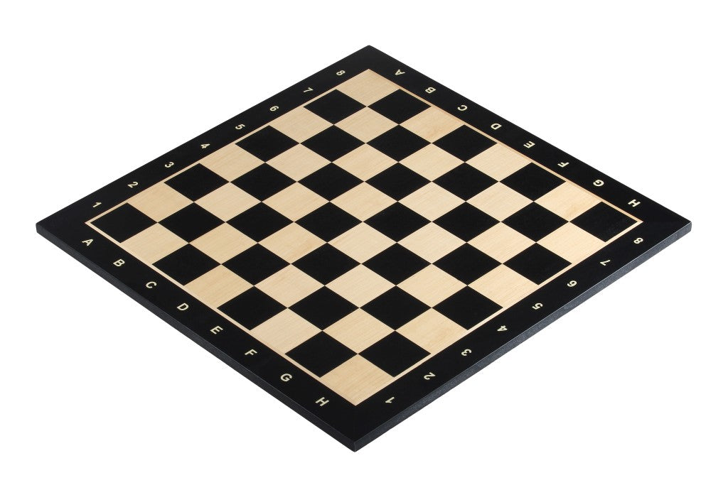Chess board No. 6 (with notation) ebonised (marquetry) - Chess board No. 6 (with notation) ebonised (marquetry)