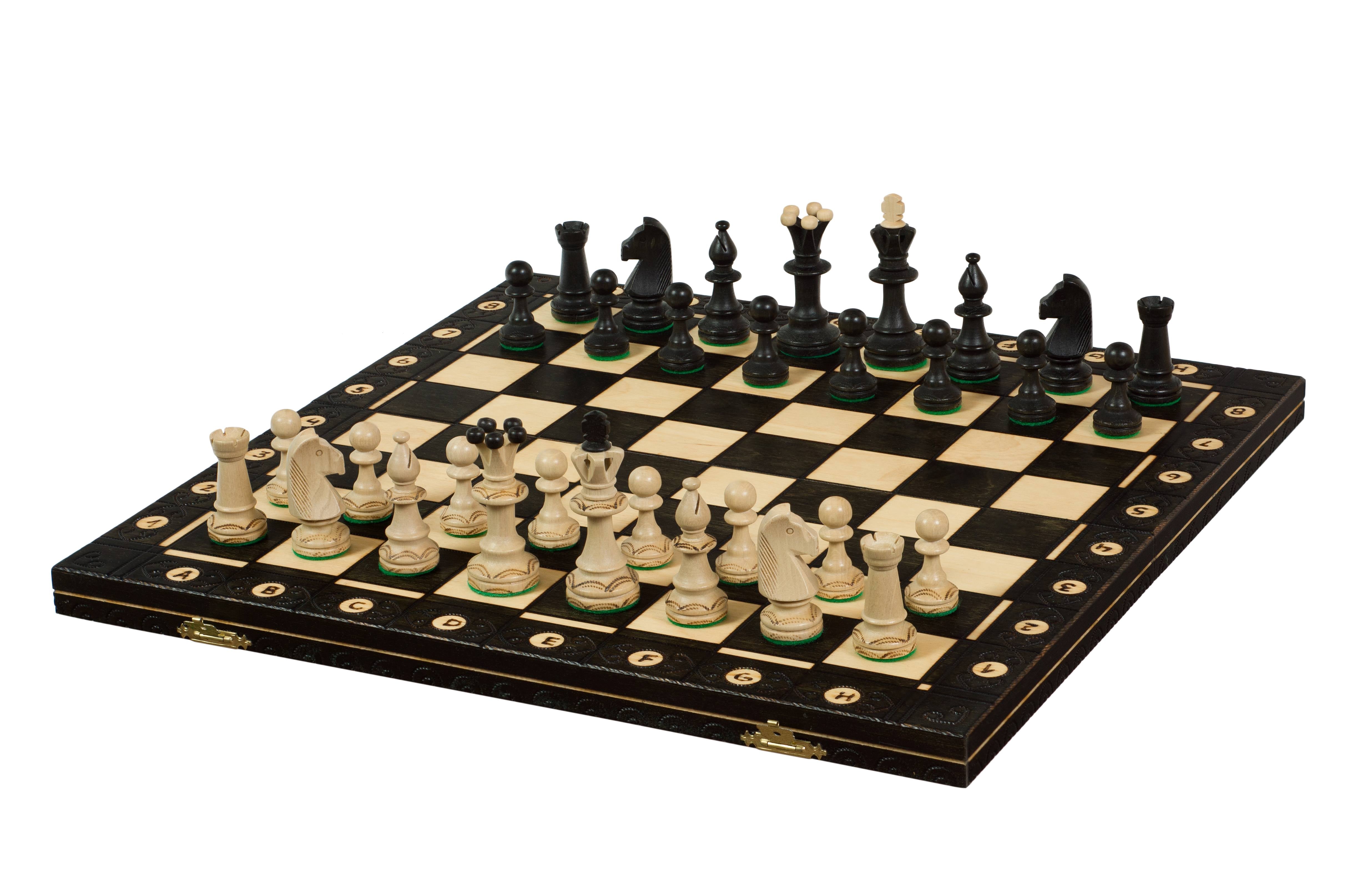 Jeu d'échecs CONSUL Black en bois de charme, de grande taille (48 x 48cm) - Ensemble Complet Noir - Jeu d'échecs CONSUL Black en bois de charme, de grande taille (48 x 48cm) - Ensemble Complet Noir