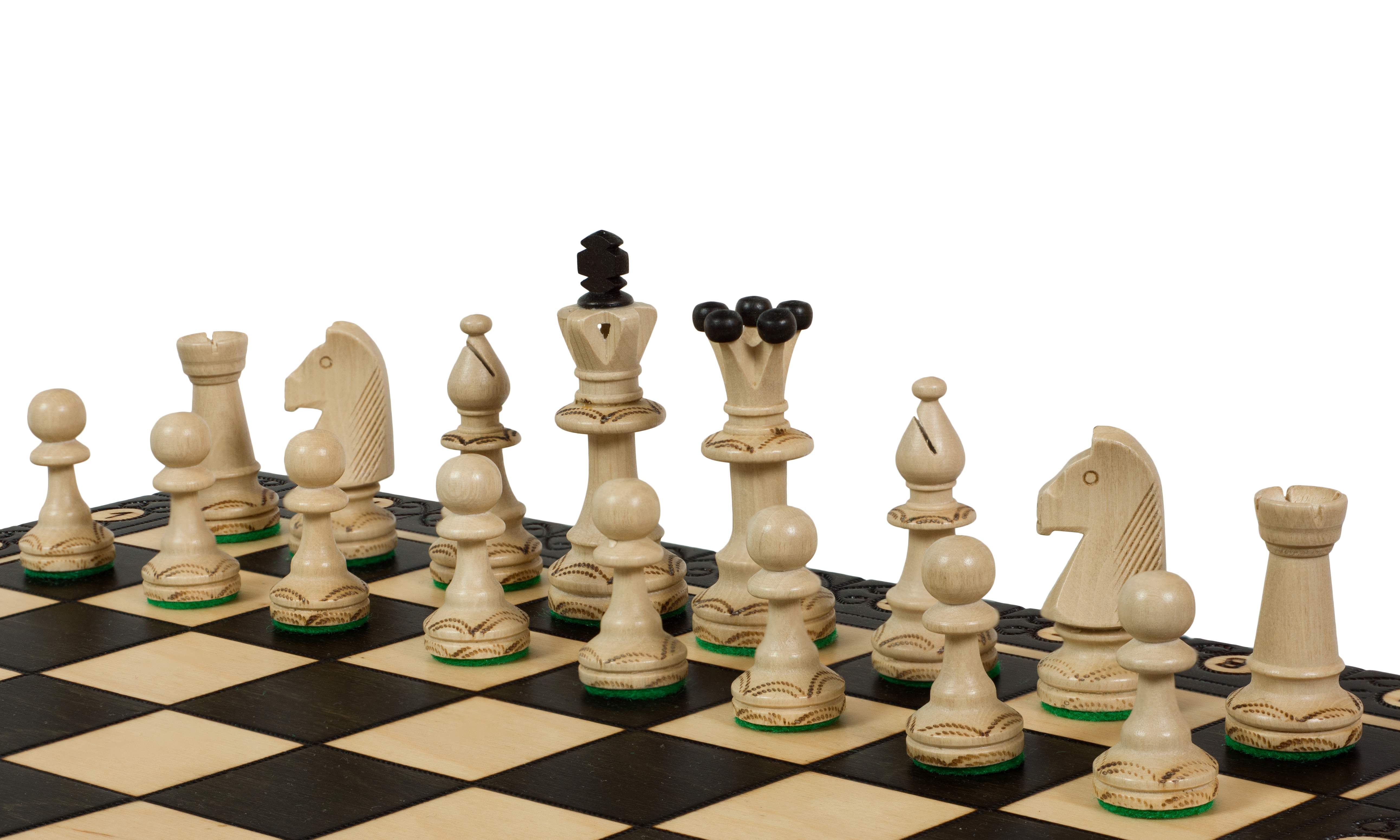 Jeu d'échecs CONSUL Black en bois de charme, de grande taille (48 x 48cm) - Ensemble Complet Noir - Jeu d'échecs CONSUL Black en bois de charme, de grande taille (48 x 48cm) - Ensemble Complet Noir