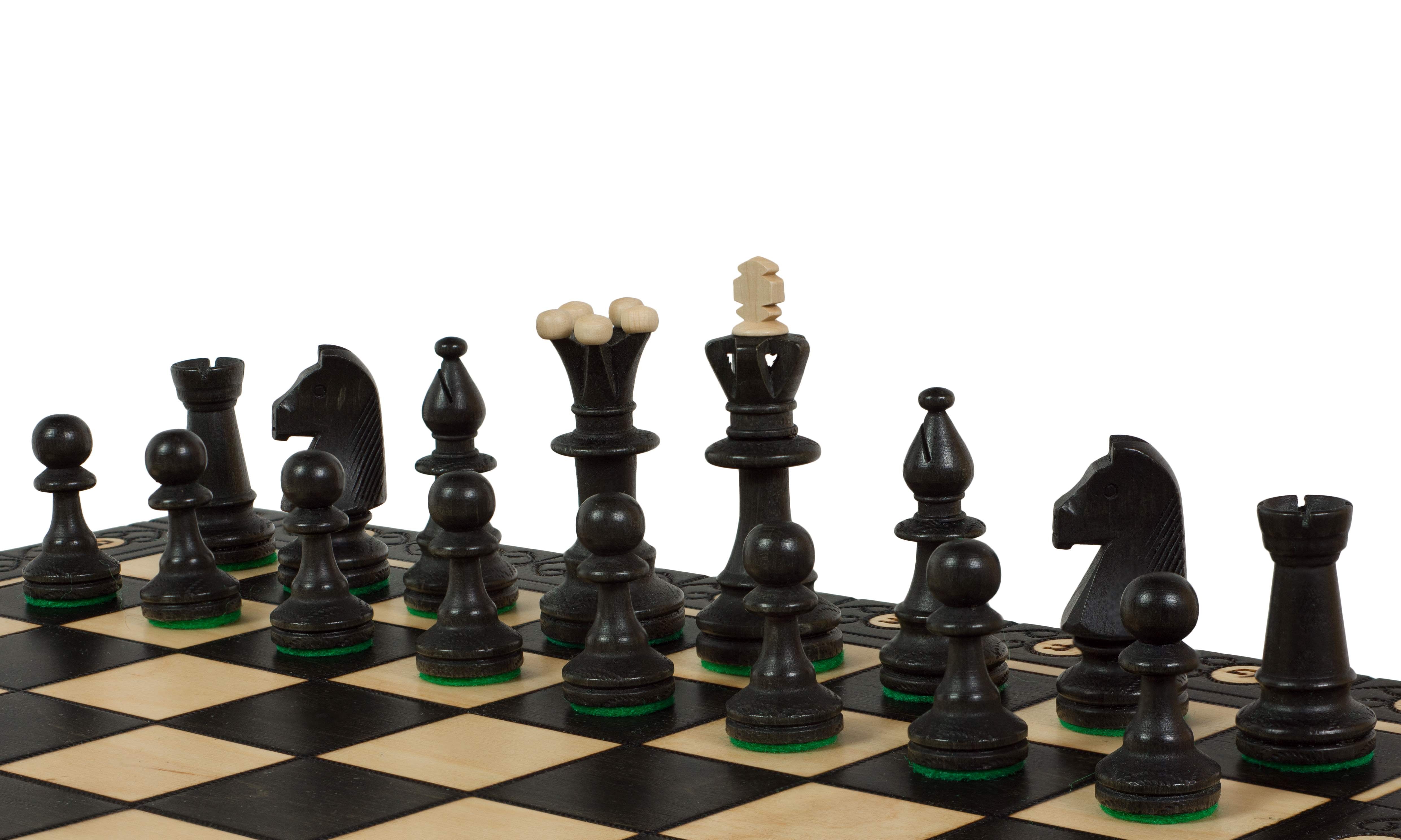 Jeu d'échecs CONSUL Black en bois de charme, de grande taille (48 x 48cm) - Ensemble Complet Noir - Jeu d'échecs CONSUL Black en bois de charme, de grande taille (48 x 48cm) - Ensemble Complet Noir