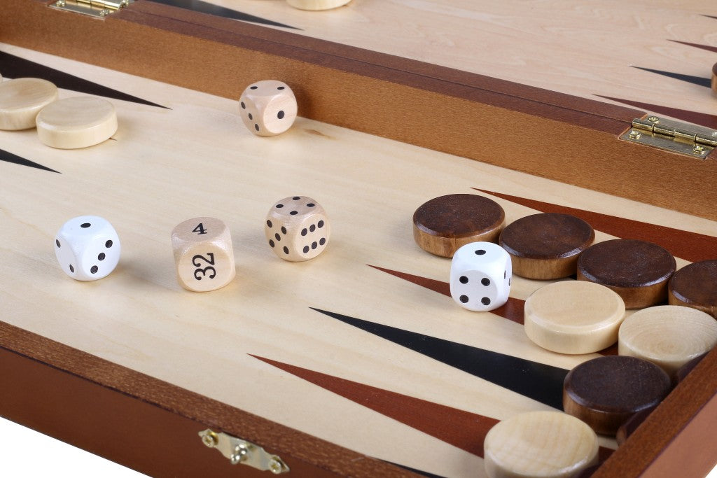 Jeu d'Echecs  de Tornoi + Dames + Backgammon en bois de charme, de taille 4 (40,5 x 40,5cm) - Ensemble comprenant trois jeux pour deux joueurs - Jeu d'Echecs  de Tornoi + Dames + Backgammon en bois de charme, de taille 4 (40,5 x 40,5cm) - Ensemble comprenant trois jeux pour deux joueurs
