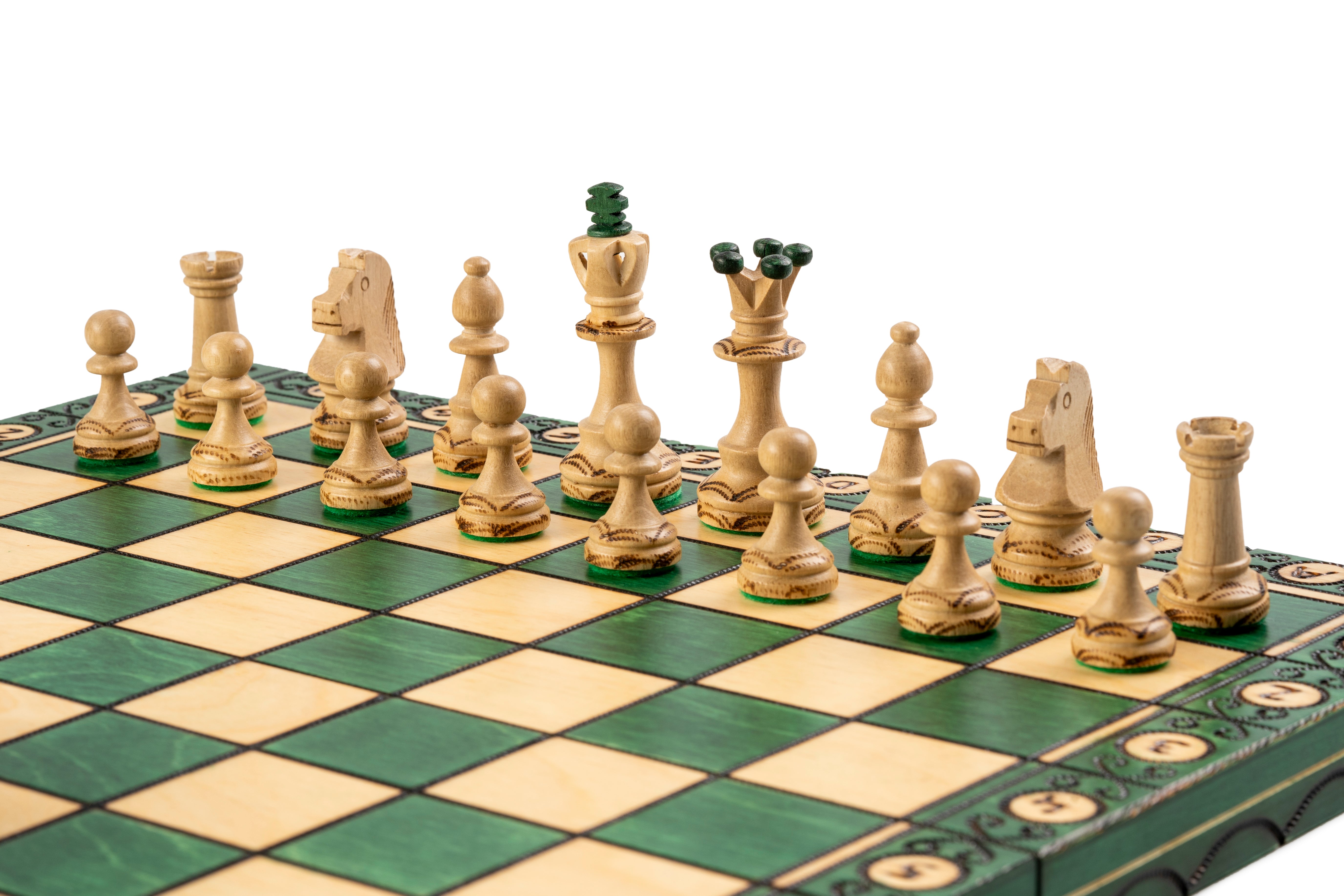 Jeu d'échecs SENATEUR Green en bois de charme, de taille moyenne (41 x 41cm) - Ensemble Complet Vert - Jeu d'échecs SENATEUR Green en bois de charme, de taille moyenne (41 x 41cm) - Ensemble Complet Vert
