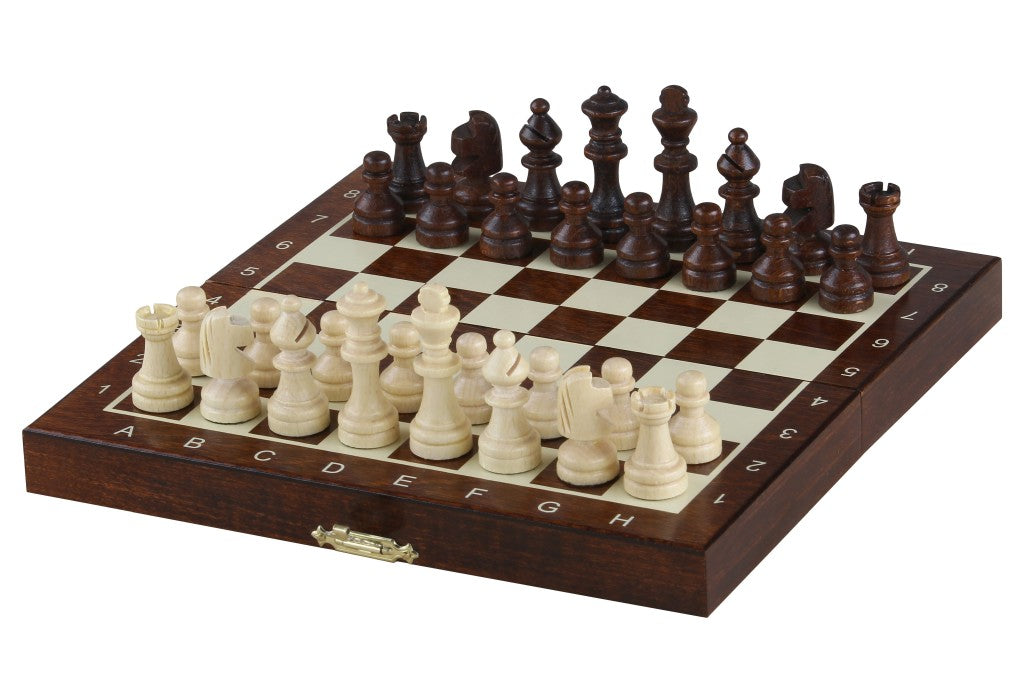 Jeu d'échecs MAGNETIQUE MINI en bois de charme, pliant, de petite taille (20 x 20cm) - Ensemble Complet - Jeu d'échecs MAGNETIQUE MINI en bois de charme, pliant, de petite taille (20 x 20cm) - Ensemble Complet