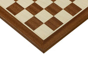 Tablero de ajedrez de madera caoba y arce sin notación, casillas de 38 mm