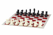 Pièces d'échecs plastique plombées et feutrées Staunton Luxe de taille 6, blanches et noires (roi 95 mm)