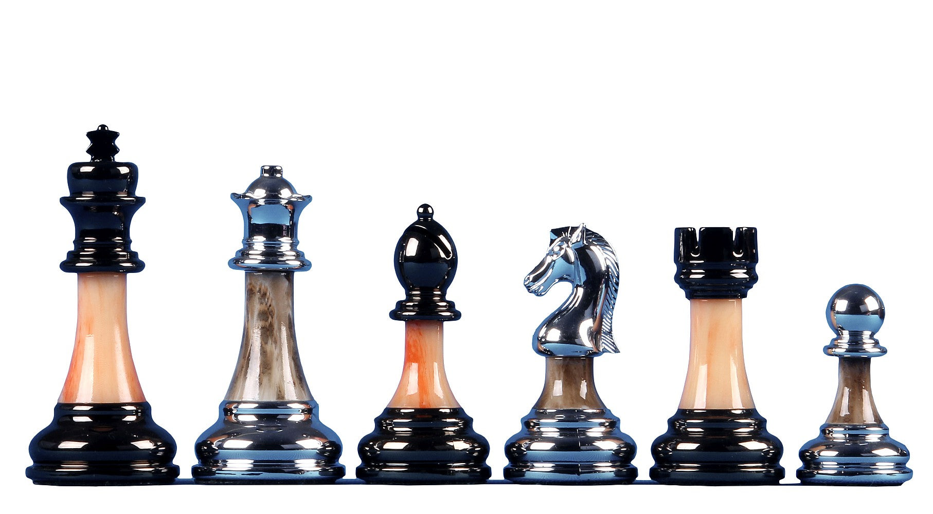 Metallisierte 3,5 Zoll Schachfiguren mit 'Stein'-Schaft - schwer - 504031f459254e0ec2d144beee66199e