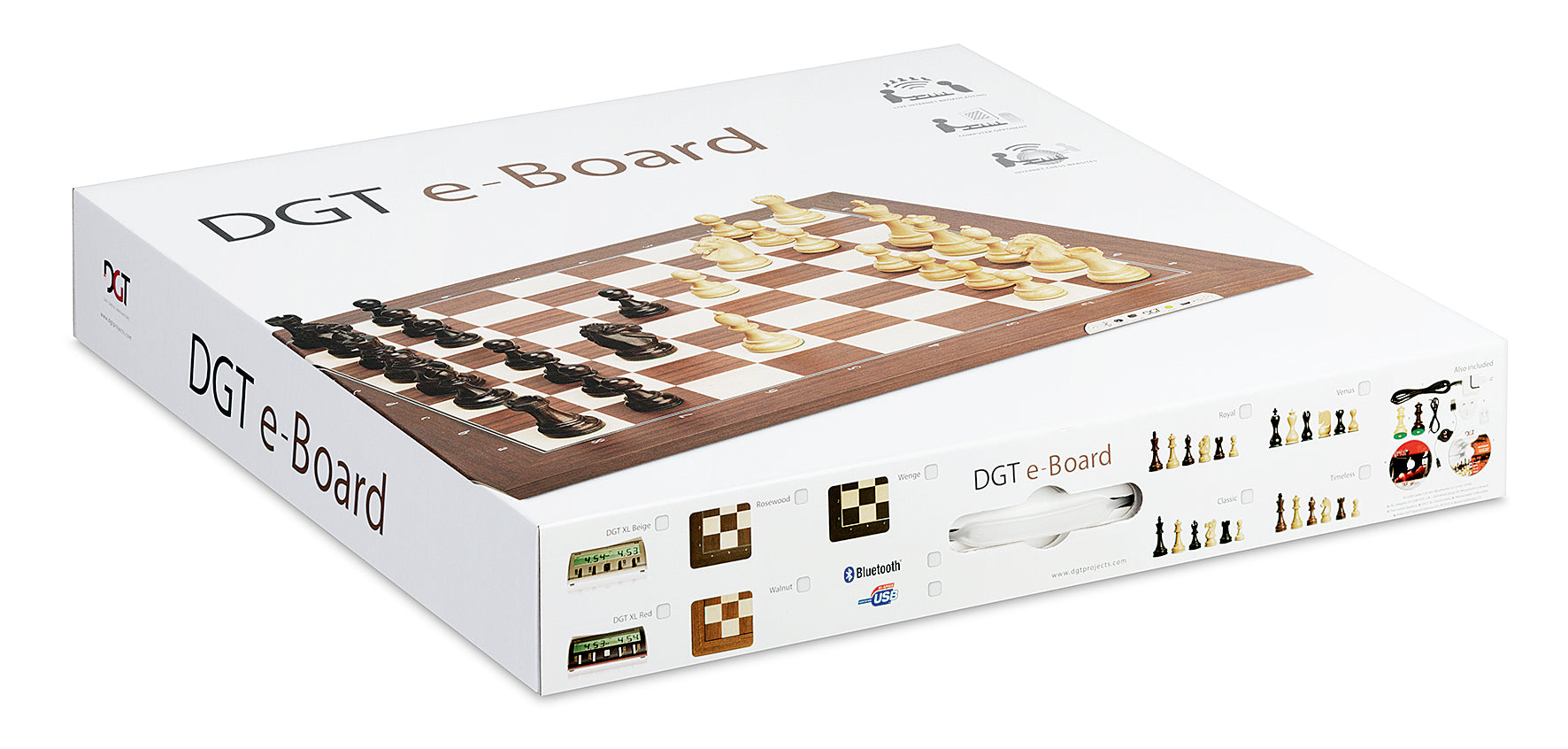 Scacchiera elettronica DGT Bluetooth E-Board in palissandro + pezzi DGT in ebano - Scacchiera elettronica DGT Bluetooth E-Board in palissandro + pezzi DGT in ebano