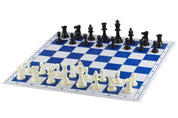 Plastic chessboard, foldable, white/blue