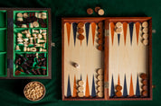 Jeu de Backgammon en bois teinté - de grande taille (48x28cm) - L'ensemble complet