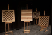 Eleganckie drewniane szachy DEMONSTRACYJNE - szachownica (80x80cm) z figurami