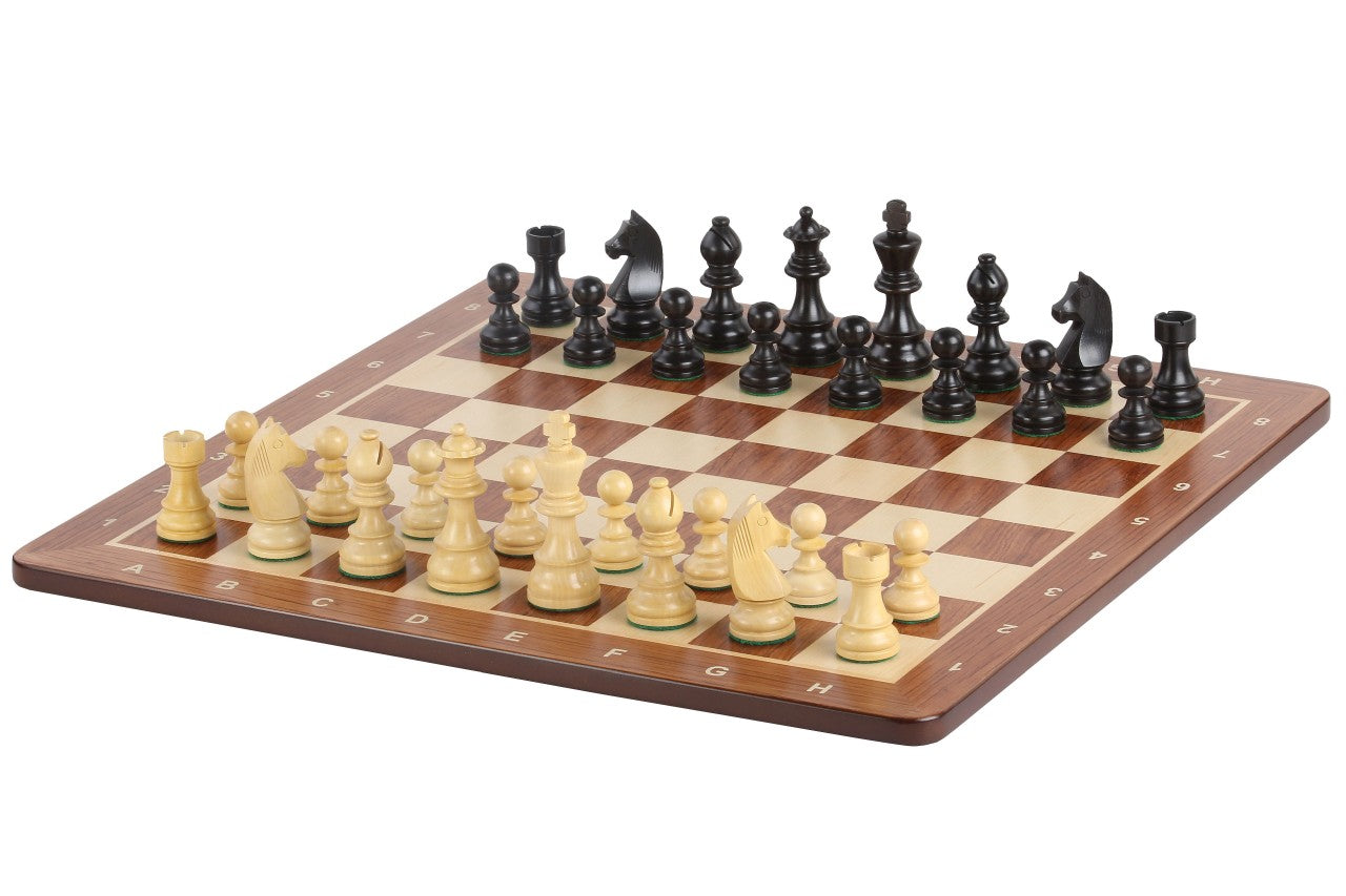 Scacchiera nera No6+ pezzi tedeschi ebanizzati da 3,75". - Scacchiera nera No6+ pezzi tedeschi ebanizzati da 3,75".