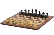 Échiquier en marqueterie de bois de padouk et sycomore  + Pièces d'échecs Timeless Ebonized - Ensemble de taille 5