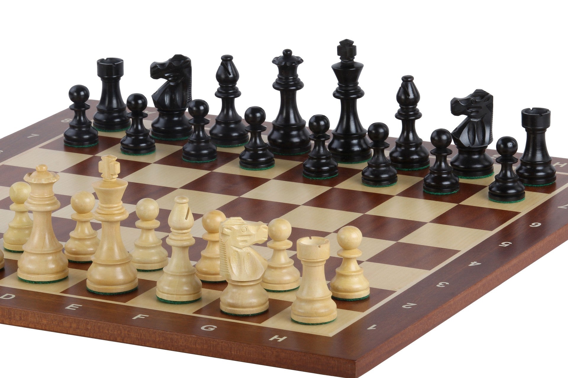 Scacchiera No6 Sapele+pezzi francesi ebanizzati da 3,75". - Scacchiera No6 Sapele+pezzi francesi ebanizzati da 3,75".