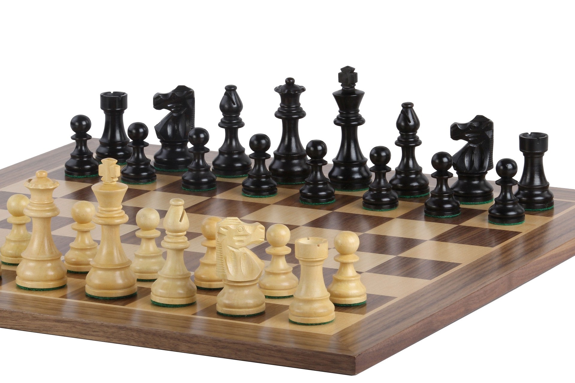 No6 Scacchiera in noce+3,75" pezzi francesi ebanizzati - No6 Scacchiera in noce+3,75" pezzi francesi ebanizzati