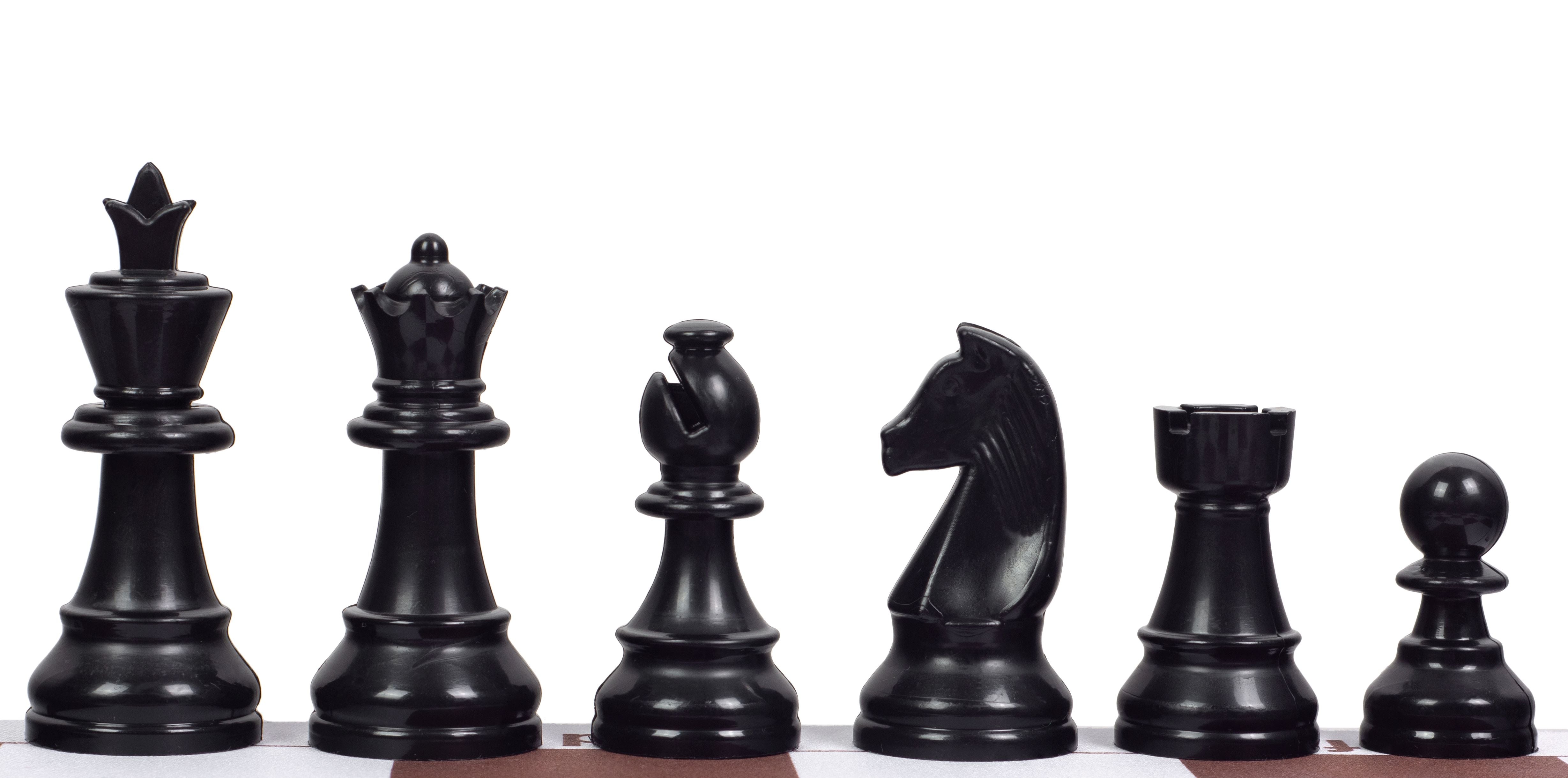 Pièces d'échecs en plastique Staunton, blanches et noires de taille 4+ (roi 85mm) - Pièces d'échecs en plastique Staunton, blanches et noires de taille 4+ (roi 85mm)