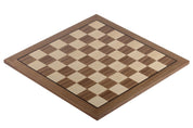 Echiquier sans coordonnées en marqueterie de bois de noyer et sycomore - échiquier luxe de Taille 5 avec une bande noire séparant les cases et les bords