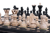 Jeu d'échecs AMBASSADEUR Bleu en bois de charme, de grande taille (54 x 54cm) - Ensemble Complet